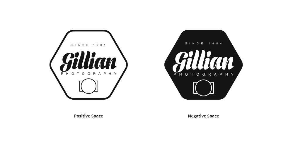 Two hexagonal Gillian Photography logos.